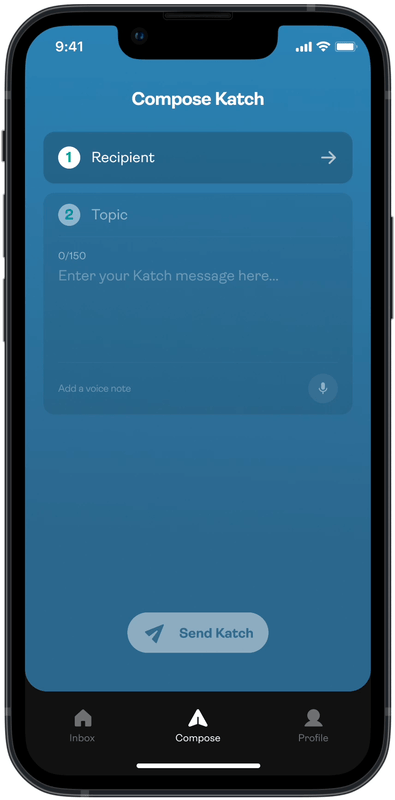 Animated Katch flow for sending a meeting request