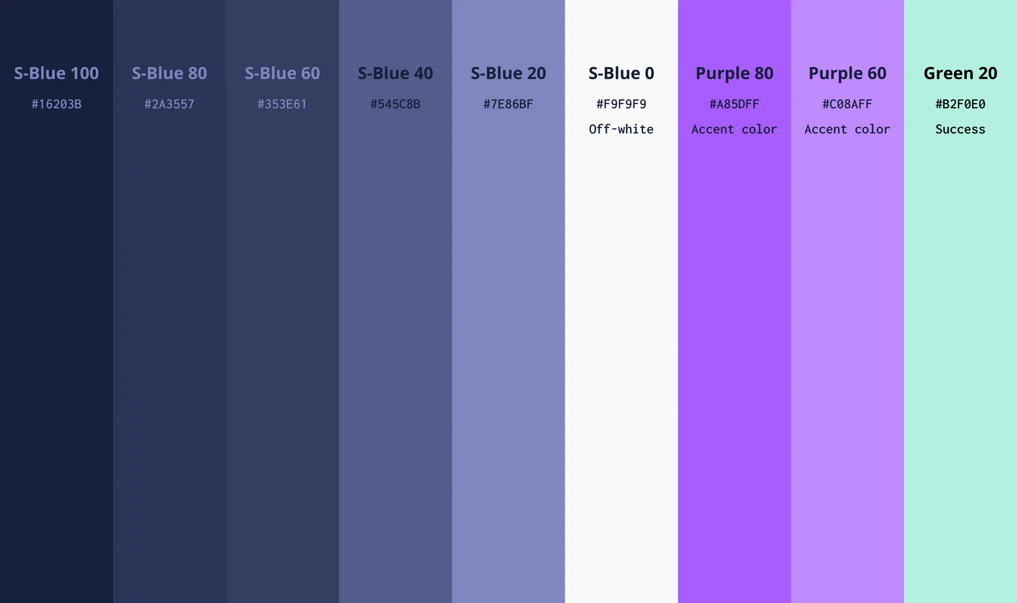 Sismo design-system color scale with dark blues, purple accents, and a success green